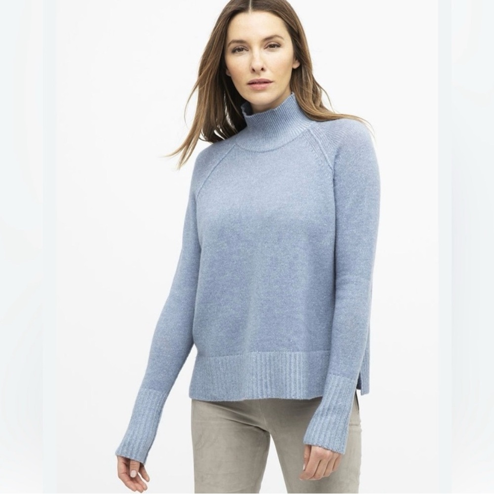 Kinross 4-Ply Cashmere Plaited Mock Neck Sweater